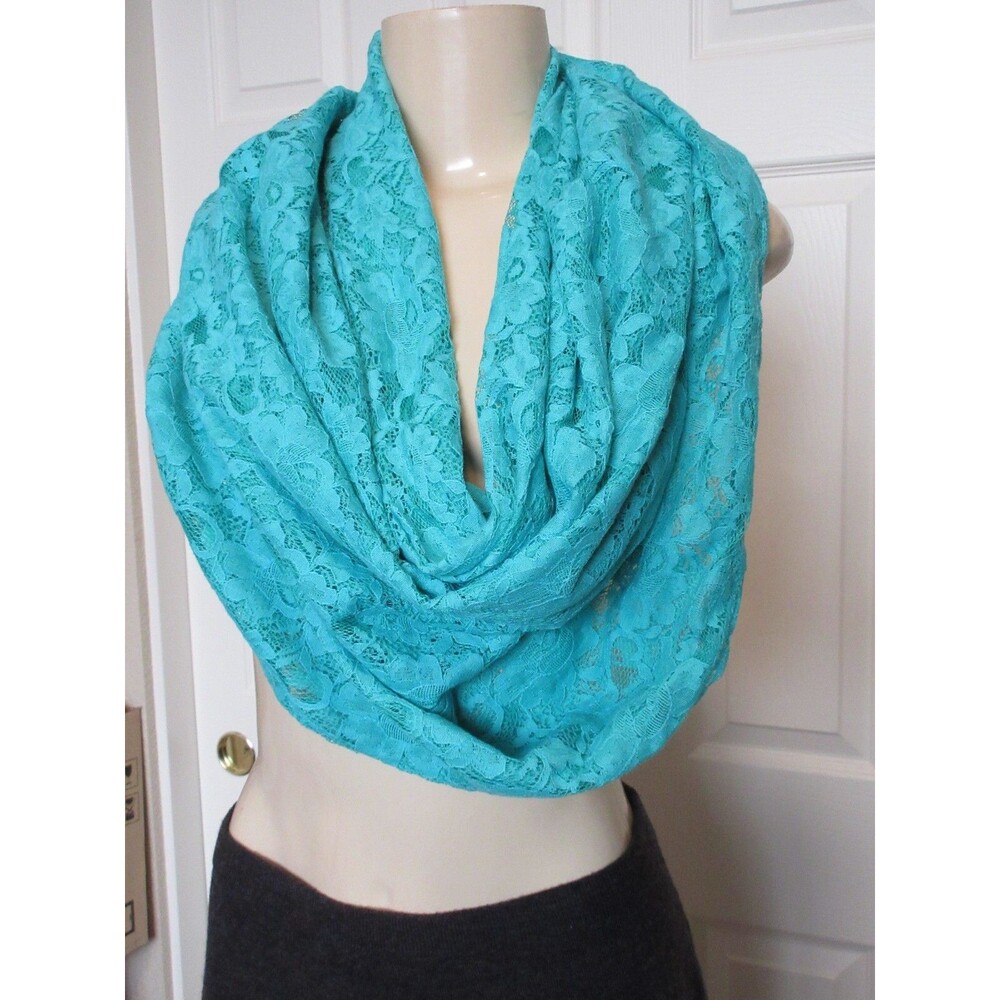 NoBLu TURQUOISEL ightweight Infinity Scarf Lace cotton blend